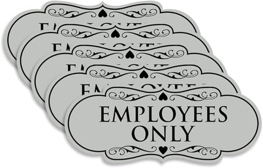 Designer EMPLOYEES ONLY Sign | Easy Installation | Office or Business Signs | Workplace Safety - Lt Gray - Medium (5 Pack)