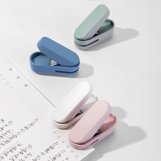 Knamoda Mini Small Hole Puncher White Color, 10 Sheet Paper Hole Puncher Capacity Single Hole Puncher for Office Use Or Gift for Students (White)