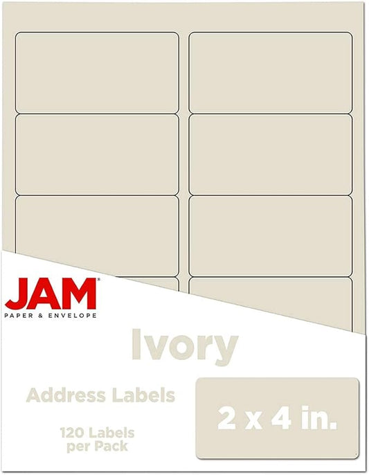 JAM PAPER Shipping Address Labels - Standard Mailing - 2 x 4 - Ivory - 120/Pack