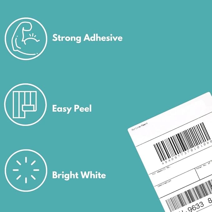 PSBM Thermal Transfer Labels, 3x2 Inch, 4 Rolls, 2875 Labels/Roll, 3 Inch Core, Perforated, Must Have Thermal Ribbon (Not Included)