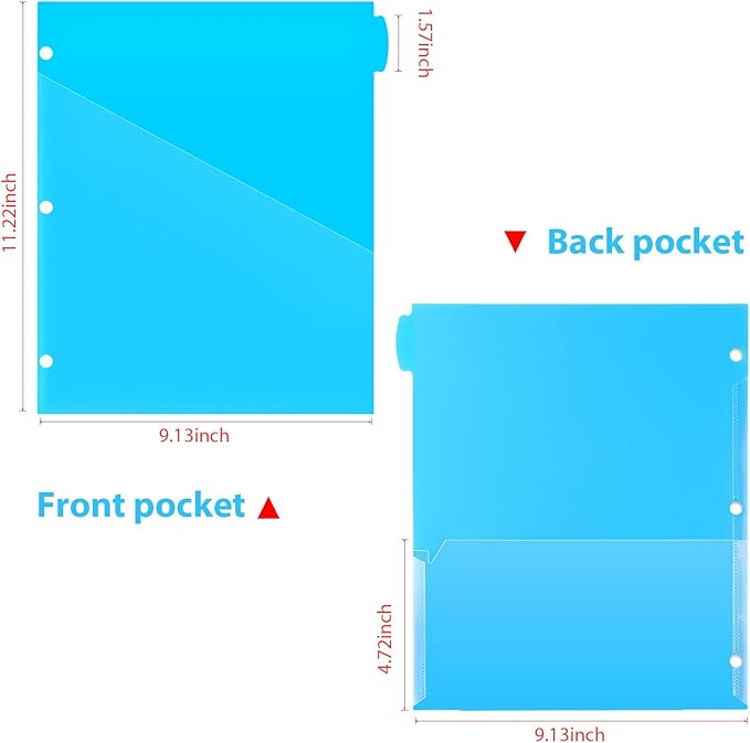 WOT I Plastic 8-tab Dividers with 2 Clear Pockets - 3 Sets, Binder Dividers for 3 Ring Binder, Bright Multicolor, Total 24 Tabs