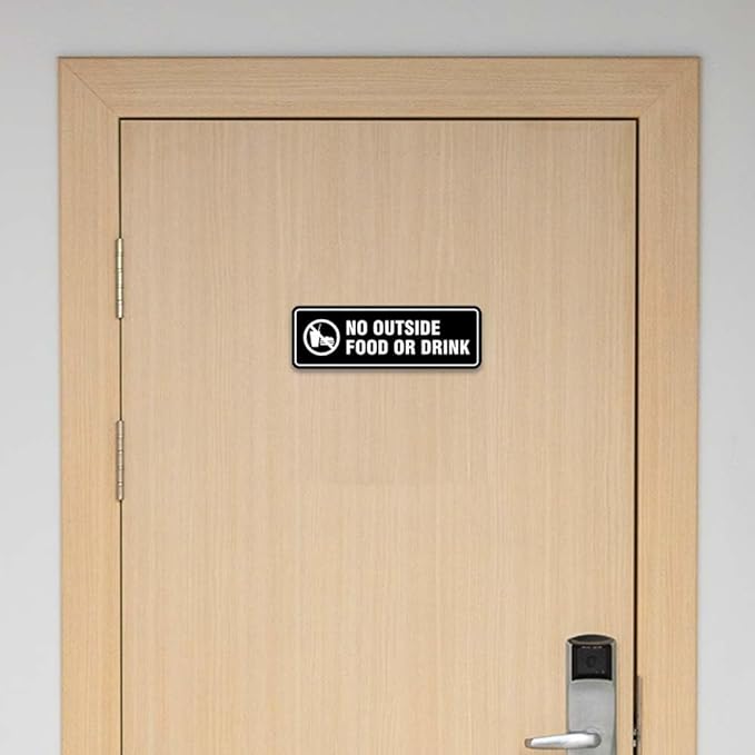 Standard No Outside Food or Drink Door/Wall Sign - Ivory/Dark Brown - Large 1 Pack