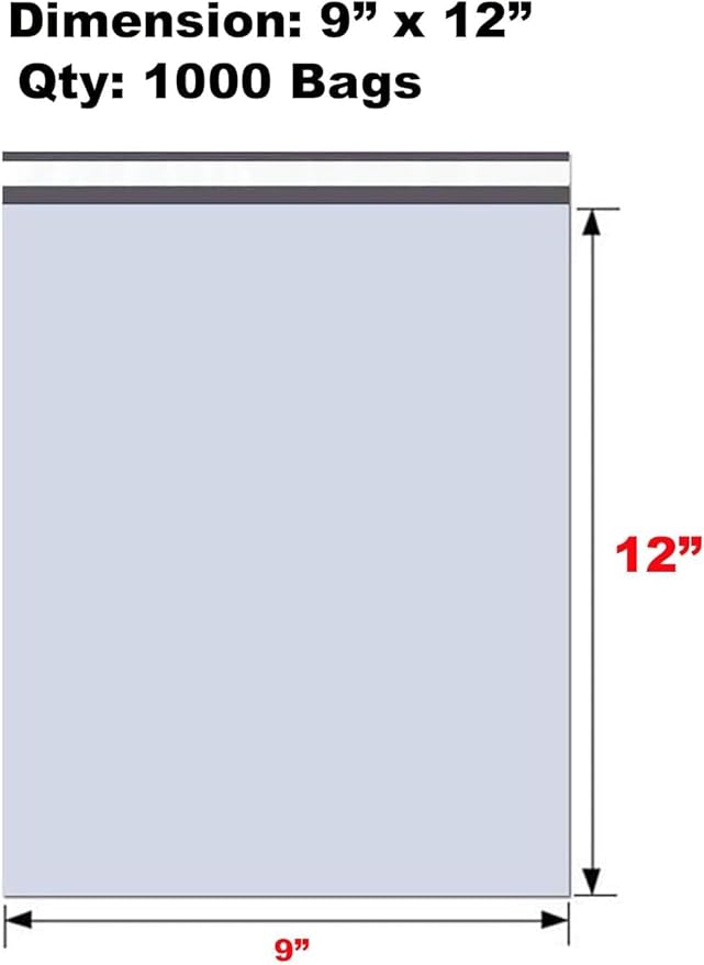 iMBAPrice 1000 - 9x12 Premium Matte Finish White Poly Mailers Envelopes Bags (iMBA-3PM-1000)