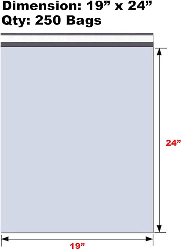 iMBAPrice 250 - 19x24 Premium Matte Finish White Poly Mailers Envelopes Bags (iMBA-7PM-250)