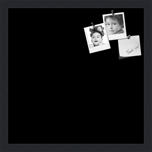 PinPix 17x17 Inch Cork Bulletin Board. This Decorative Framed Pin Board Comes with Solid Black Design and a Satin Black Frame. Ideal for Home Office Decor or Message Board (PinPix-622)