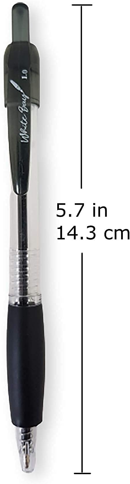 White Bay Retractable Ballpoint Pens Black Ink, Medium Point (1mm), 18-Pack