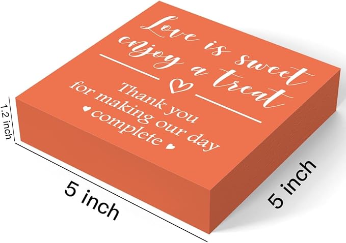 Sweet Home Decor, Love is Sweet Enjoy a Treat Sign, Dessert Table Sign, Wedding Party Dessert Table Home Office Desk Cubicle Shelf Decor, Wedding Decorative Signage 5 X 5 Inch