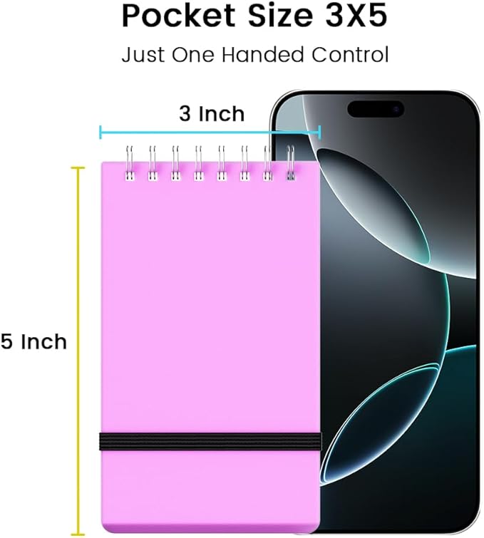 BEYONG Small Pocket Notebook Journal, Mini Notepad Spiral Notebooks for Work School (Purple, 3x5)