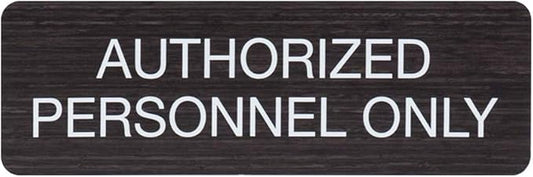 SBLABELS Authorized Personnel Only Indoor Easy Adhesive Mount Door and Wall Sign for Restaurants and Small Businesses 3" x 9" - Dark Wood