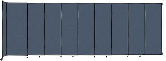 Wall-Mounted Sliding StraightWall Room Divider | Adjustable Widths | Locking Wheels | Room Separator | Up to 19'9" Wide x 6'10" Tall Ocean Fabric Panels