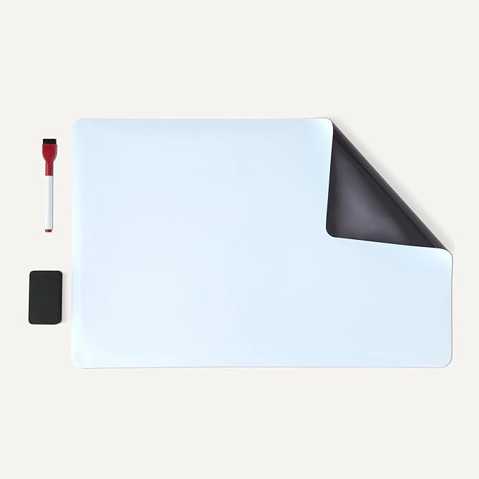 Amazon Basics Magnetic Dry Erase Board, Fridge WhiteBoard, Sheet 20" x13", 2 Markers and Eraser