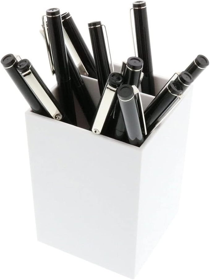 JAM PAPER Plastic Pen Holder - White - Desktop Pencil Cup - Sold Individually