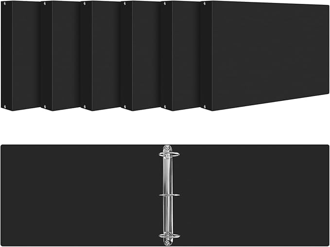 6 Pcs 11 x 17 3 Ring Binders Black 11" x 17" Round Ring Binders Large Folder for Pressboard Presentation, Reports, Proposals, Documents(2 Inch)