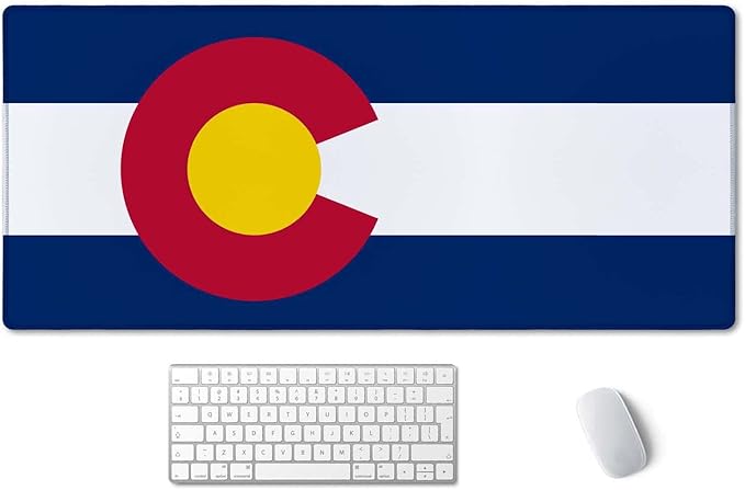 SSOIU Extended Gaming Mouse Pad Mat Large Desk Mat Non Slip Rubber Base Computer Desktop Laptop Keyboard Mouse Mat Stitched Edges, 35.5x15.7 in XXL Waterproof Mousepad for Work Game, Colorado Flag