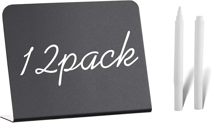 12 Pack Mini Chalkboard Signs - 4"x3" for Food, Party, Buffet, Wedding & Bakery