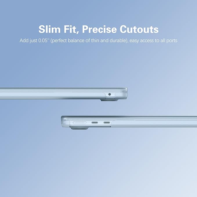 KEROM SkyBlue Case for MacBook Air 15 inch 2025 2024 2023 M4 M3 M2 A3241 A3114 A2941, MacBook Air M4 15 inch Case, Frosted Matte Plastic Hard Shell & Keyboard Cover for Mac Air 15, Sky Blue Clear