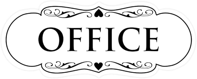 All Quality Designer Office Sign | Easy Installation - White - Large (1 Pack)