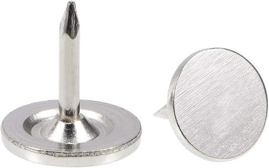 uxcell Upholstery Nails Tacks 9.5mmx10mm Flat Head Furniture Nails Pins Silver Tone for Furniture Sofa Headboards, 50 Pcs