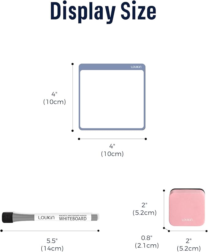 loukin Dry Erase Mini Note 6 Pack, Electrostatic Adsorption Whiteboard Sticker, Reusable notepads for Office, Classroom, Refrigerator, Clings Any Shiny Surface, 3 Color Markers & 1 Eraser Included