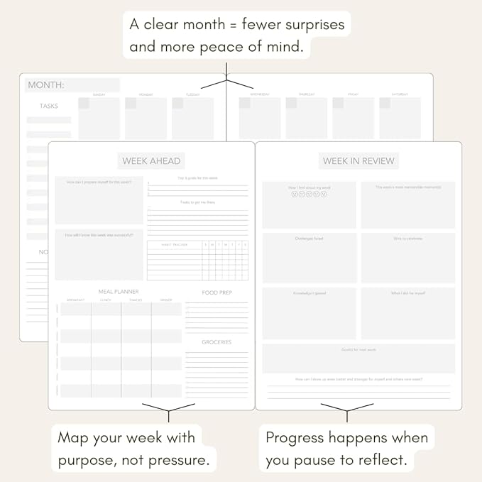 Pland Studio 90-Day Planner Journal – Undated Daily Goal Organizer in Alabaster Linen | Gratitude Journal, Habit Tracker, Vision Board, and Reflection Pages for Mindful Planning
