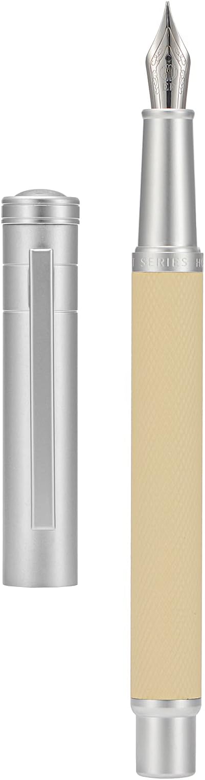 Silver Birch Forest Aluminum Fountain Pen Bent Nib (Fine to Broad) with Metal Box Fude Pen Set By Asvine