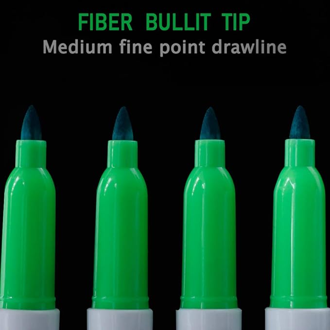 Volcanics Green Dry Erase Markers Low Odor Fine Whiteboard Markers Thin Box of 12