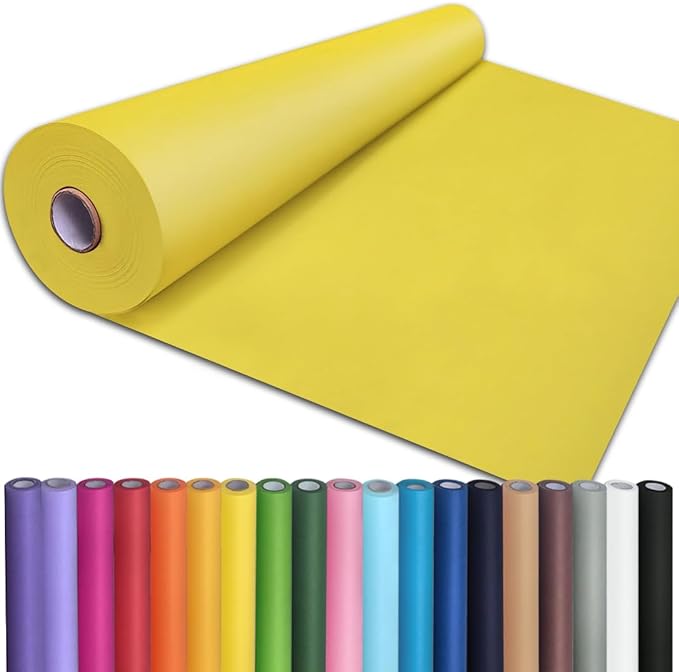 PerkHomy 24" x 2,400" (200') Lemon Yellow Kraft Paper Roll for Craft Bulletin Board Paper Art Table Covering Crafting Gift Wrapping Bouquet Packing Parcel 80GSM 55LB (Lemon Yellow, 24" x 200')