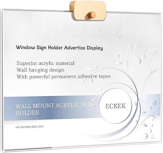 Wall Mount Acrylic Sign Holder with 3M Tape, Photo Menu Flyer Display Frames for Mall, Office, Home, Restaurant (Metal Horizontal A4 210×297mm/8.27×11.69inches)