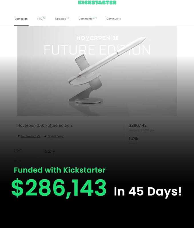 novium Hoverpen Future Edition - Luxury Fountain Pen & Rollerball Pen All-In Gift Box, Fine Nib, Futuristic Aesthetic, Aerospace Metal Made, Free Spinning Executive Pen, Mens Gift Ideas (Frost Silver)