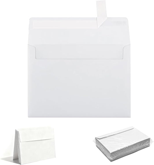 White A7 Envelopes, 50 Count, 5.28 x 7.25 Inches, Self Seal for Invitations, RSVP, Wedding, Thank You Cards, Greeting Cards, Photos, Mailing and Postcards