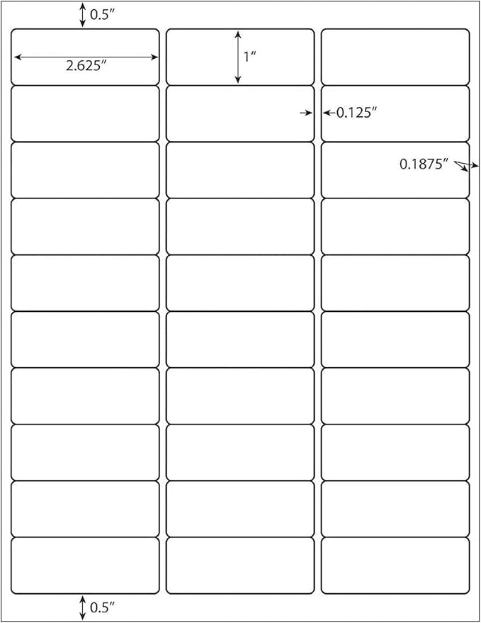 Coopaty 1" x 2-5/8" Shipping Labels, 3000 Labels (100 Sheets) - White, Blank, Laser Inkjet Printer Compatible