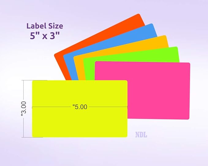 NextDayLabels 500 Rectangle Stickers (3" x 5") - Color Coding Labels Roll - Moving Labels for Boxes, Colored Inventory Stickers for Packing, Organizing, and Storage (Fluorescent Red)