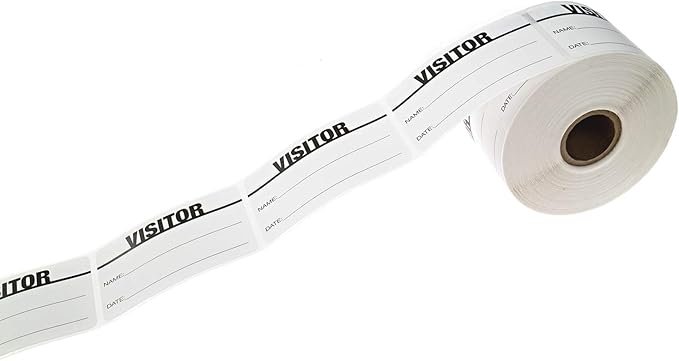 Black On White Visitor Pass / 500 Classic ID Labels/Safety Identification Badge Stickers / 2" x 3" Business Guest Pass Labels/Made in The USA