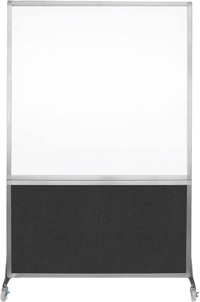 DivideWrite Mobile Whiteboard | Double Sided Dry Erase Board | Portable Office Cubicle Partition | Display for Classrooms, Conference Rooms, Meeting Areas and More | Black Fabric 4' Wide X 6' Tall