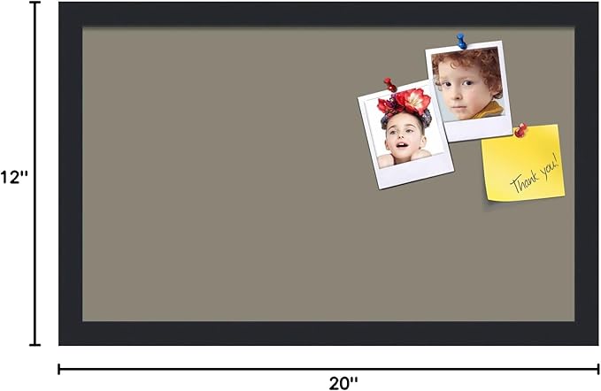 PinPix 20x12 Inch Cork Bulletin Board. This Decorative Framed Pin Board Comes with Pewter Design and a Satin Black Frame. Ideal for Home Office Decor or Message Board (PinPix-1812)