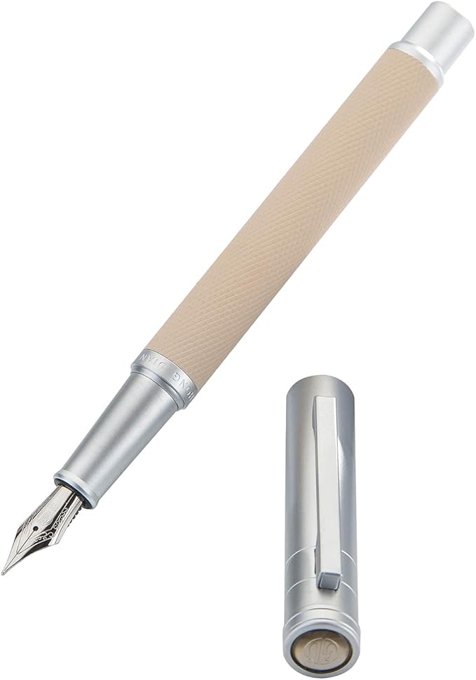 Silver Birch Forest Aluminum Fountain Pen Fine Nib with Converter and Metal Gift Box Set By Asvine