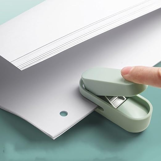 Knamoda Mini Small Hole Puncher Blue Color, 10 Sheet Paper Hole Puncher Capacity Single Hole Puncher for Office Use Or Gift for Students (Blue)