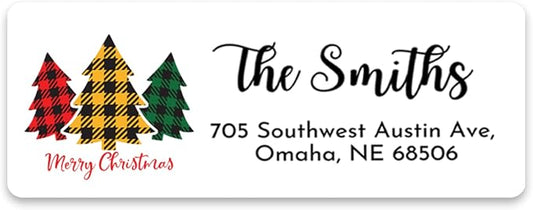 Personalized Christmas Return Address Labels - Custom Holiday Return Address Labels, Set of 120 Self Adhesive Mailing Rectangle Personalized Name Stickers (Pattern 4)