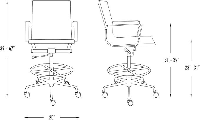 Laura Davidson Furniture SOHO II Ribbed Drafting Chair for Standing Desks, Standing Desk Chair - Ergonomically Designed, Draft Height, Arm Rest & Cushion, Made of Poly-Cotton Fabric,Dark Blue Fabric