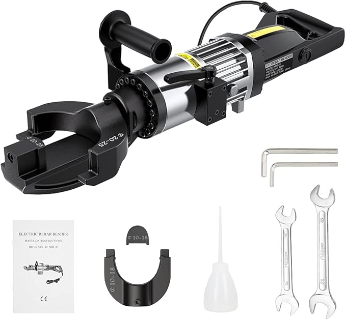 Anbull 1500W Electric Rebar Bender,Hydraulic Rebar Bending Machine Bending up to 1 Inch #8 25mm Rebar with an Extra Set of 10-18mm #3 - #6 Rebar Bending Head, Bending Angle 90 Degrees or Greater