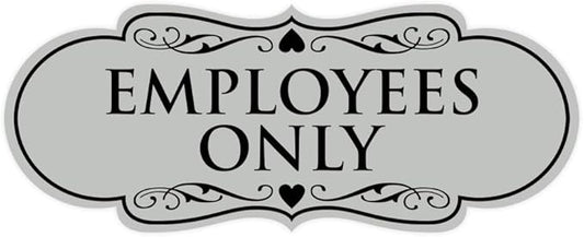 Designer EMPLOYEES ONLY Sign | Easy Installation | Office or Business Signs | Workplace Safety - Lt Gray - Large (1 Pack)