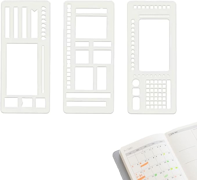 Handmade Flexible Record Template, Planner Stencils Set, Drawing & Lettering Templates for Journaling, Calendar, Scrapbooking & DIY Craft Supplies (Style-A2)