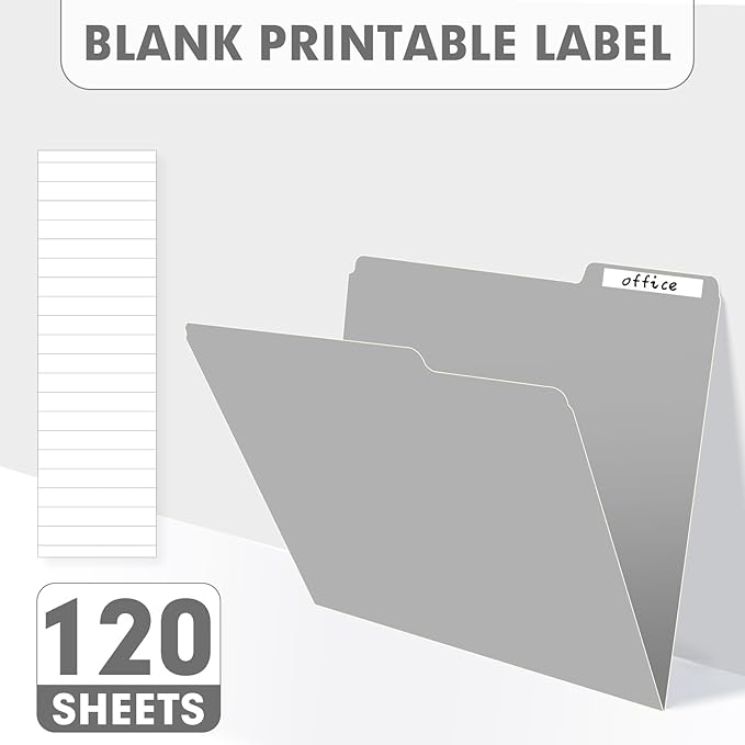 File Folder, PANDRI 120 Pack File Folder, 1/3 Cut Tab, Letter Size, Filing Folder for Office School Business, Grey