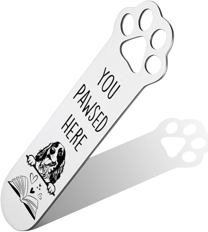 FOKCBOCM Cocker Spaniel Gifts, Cocker Spaniel Dog Bookmark for Cocker Spaniel Dog Lover Book Lovers Bookworm Bookish Nerd, Bookmark Dog Lover, Book Club Gifts for Reader Dog Owner Lover-DX128, Silver