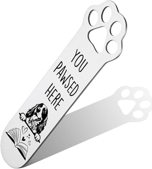 FOKCBOCM Cocker Spaniel Gifts, Cocker Spaniel Dog Bookmark for Cocker Spaniel Dog Lover Book Lovers Bookworm Bookish Nerd, Bookmark Dog Lover, Book Club Gifts for Reader Dog Owner Lover-DX128, Silver