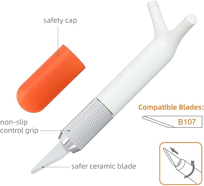 18mm Ceramic Crafting Exacto Knife & Craft Knife for Hobby Projects – Ergonomic Design with Safety Cap, Perfect for DIY Crafts, Scrapbooking & Handmade Journaling