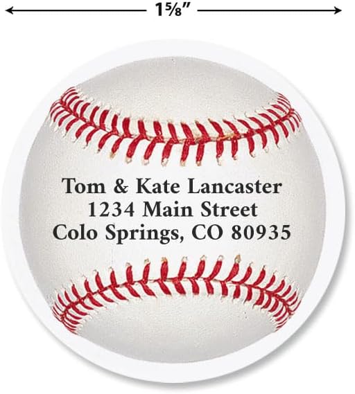 Baseball Personalized Diecut Return Address Labels- Set of 144, 1-1/2" x 1-1/2" Self-Adhesive, Flat-Sheet Labels, by Colorful Images