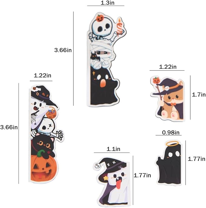 5pcs/Set Cute Magnetic Bookmark, Funny Peeping Ghost Book Marker Clip for Teachers, Students, Book Lovers Gifts, Printing on 2 Side (Ghost)