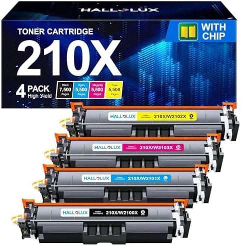 HALLOLUX 210X 210A Toner Cartridges 4 Pack (with Chip) Replacement for 210X W2100X 210A W2100A Compatible with Color MFP 4301fdw 4301fdn Pro 4201dw 4201dn Series Printer Toner (4-Pack)