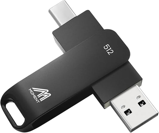 MMOMENT 512GB MU P50 External SSD – USB-C & USB-A Compatible, Portable USB 3.2 5Gbps SSD, 530MB/s Read, 480MB/s Write, Sustained 110MB/s – Works with iPhone-15+, Android, PS5, Steam Deck, PC